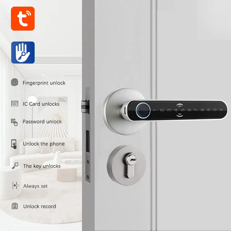 Fingerprint door lock with card keypad Smart door lock for bedroom Electronic lock with passcode App unlock for Interior doors