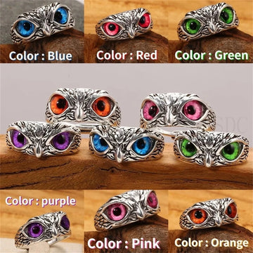 Rare Vintage Owl Carved Tibet Silver Ring for Men Cute Animals Youth Gothic Adjustable Fashion Women Jewelry Accessories Gifts