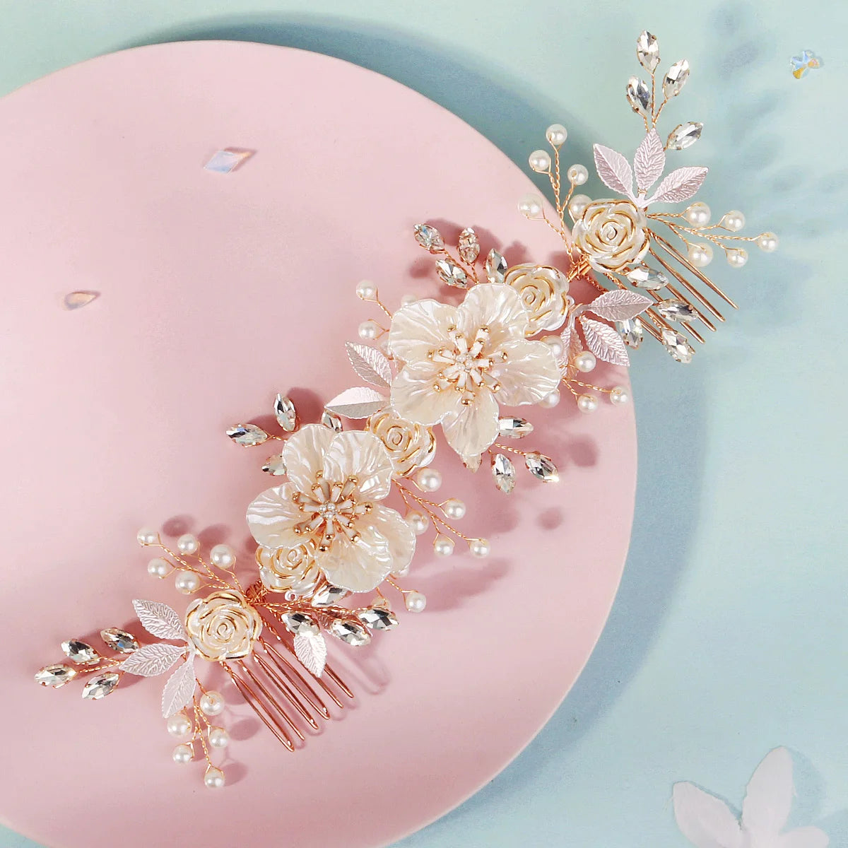 3pc Luxury Acrylic Flower Hair Clip & Pin Set Bridal Wedding Exquisite Jewelry Hair Accessories Handmade Pearl HairClip For Girl
