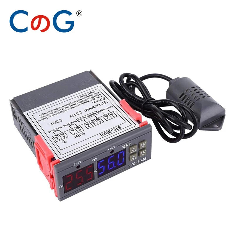 STC-3028 Dual Digital Temperature Humidity Controller 12V 24V 220V Thermoregulator Thermostat for Heating Cooling in Incubator