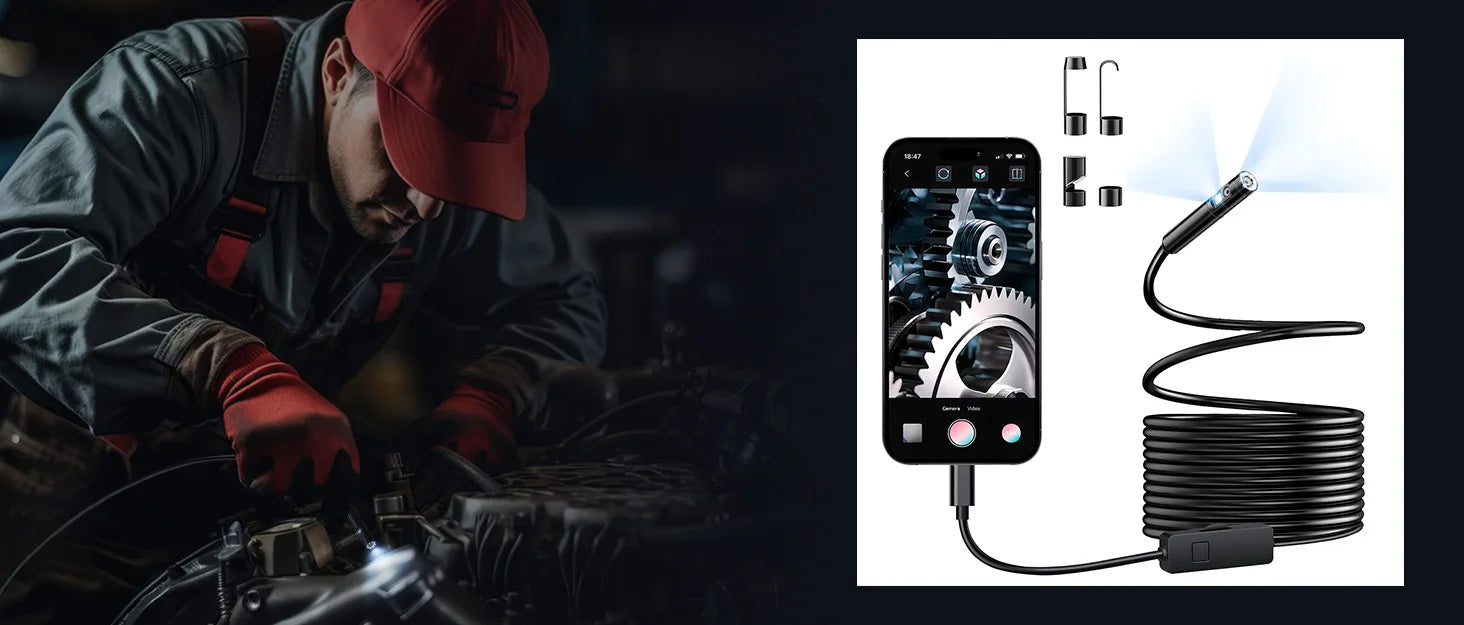 KERUI Single/Dual Lens Endoscope Camera For iPhone iPad IOS & Android Type-c Led Light IP67 Borescope Industry Inspection Camera