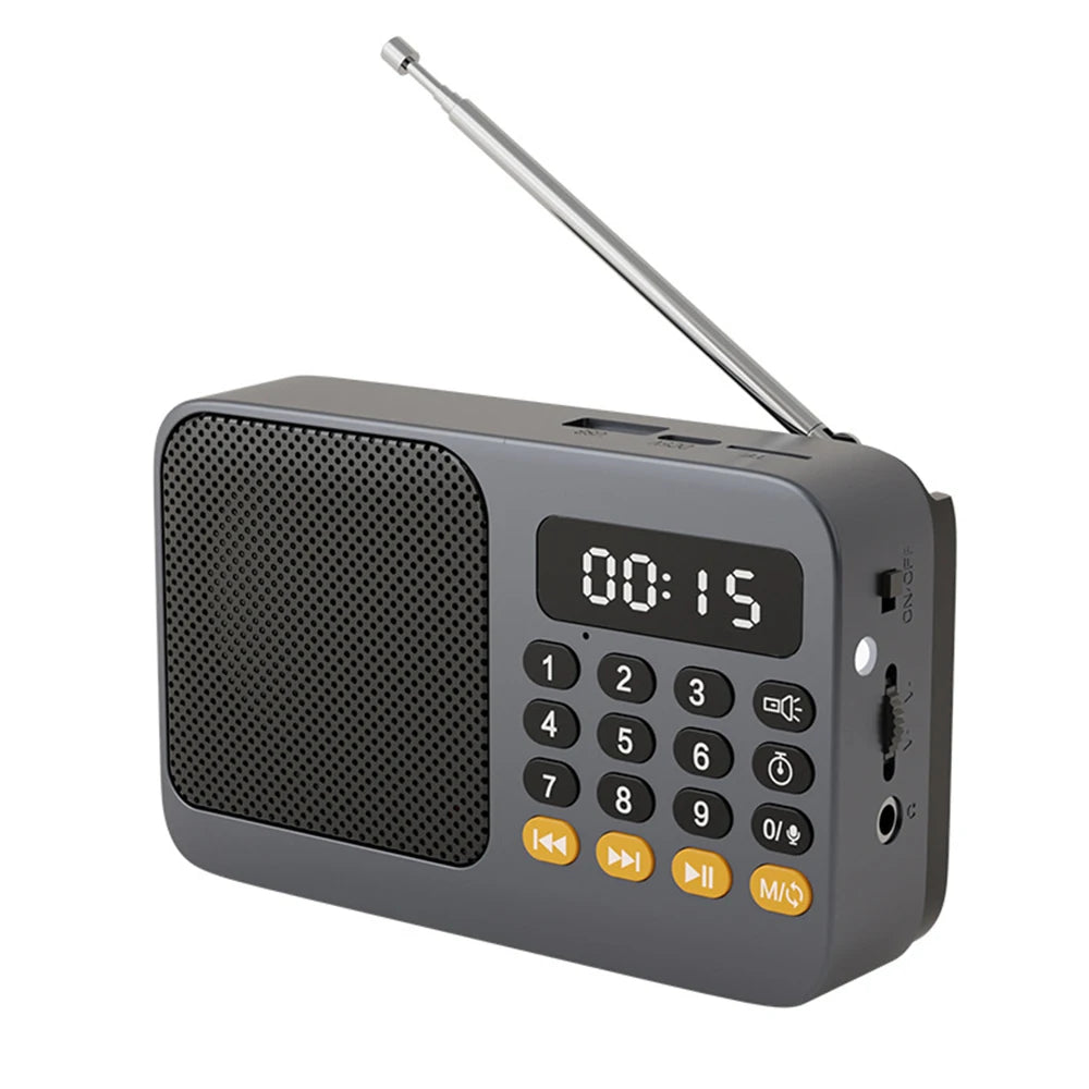 Bluetooth 5.0 FM Radio Portable Speaker with LED Light Support Recording TF Card USB Play Wireless Speaker Radio FM Receiver