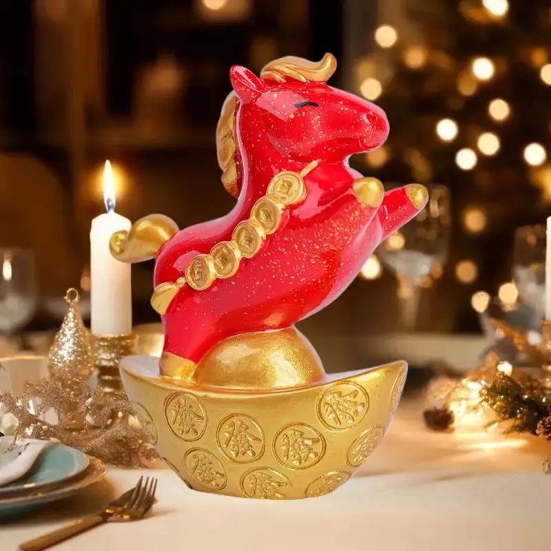 Radiant Crystal Horse Ornament Zodiac Horse Sculpture Feng Shui Series Antique Sun Chaser Showpiece for Desktop