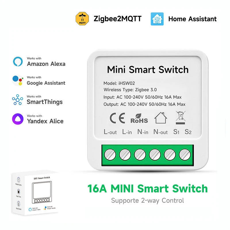 Tuya 16A Z2M Smart Breaker Relay Switch ZigBee3.0 Voice Control Support Alexa Google Home Assistant