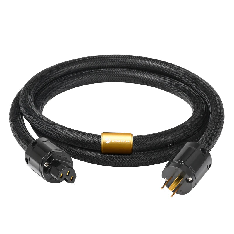 ATAUDIO HiFi EU Power Audio Cable High Quality 6N OFC Double Shielded with Gold-plated Plug AC Power Kabel for Speaker Amplifier