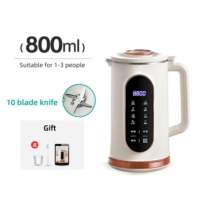 800ml/1500ml Soy Milk Machine Electric Juicer Blender Mixer Soybean Milk Maker High Speed Blenders 10 Blades Breakfast Machine