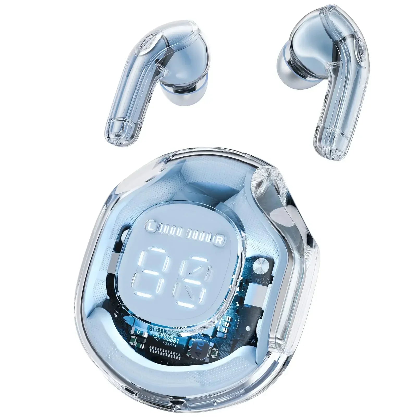 Bluetooth Earbuds Transparent with LED Digital Display Wireless In-Ear Earphone for Xiaomi Huawei iPhone Headphone