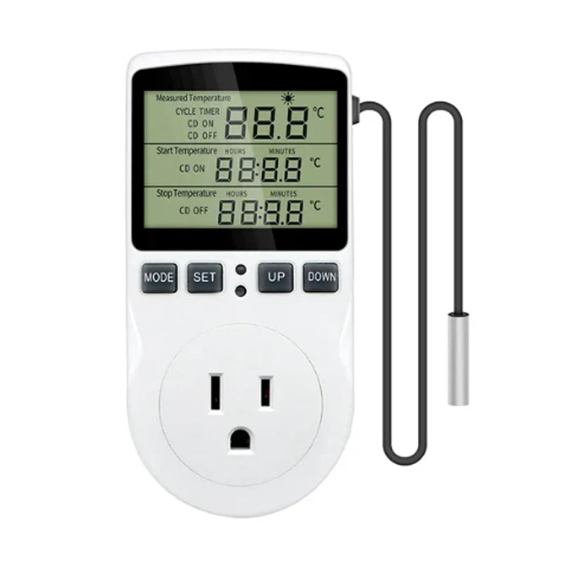 Timer Socket Digital Thermostat 220v Temperature Controller Socket Outlet With Timer Switch Cooling Heating Temperature Sensor