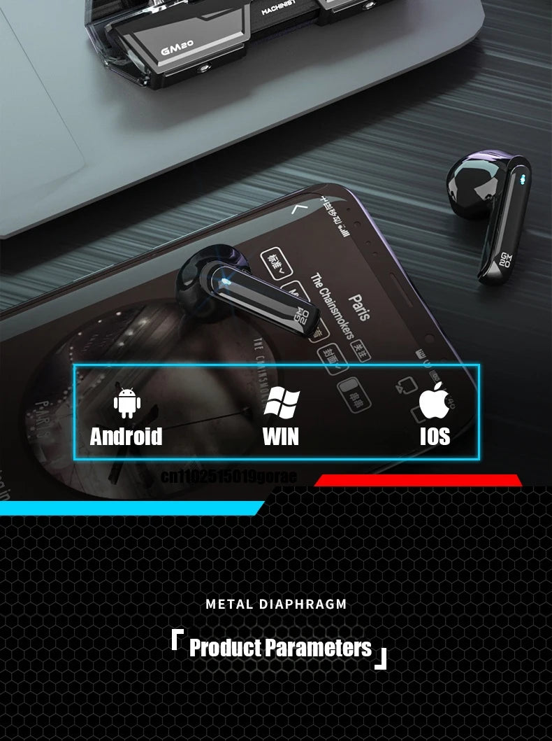 TWS Wireless Bluetooth 5.3 GM20 Gaming Headset Dual Mode High Range HiFi Stereo Audio Headset For Music