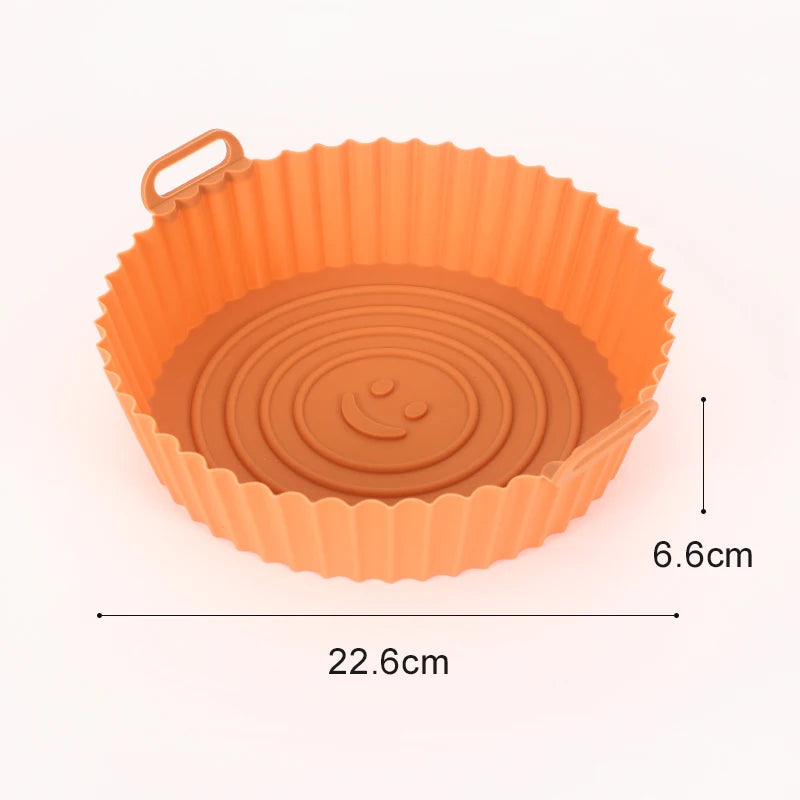 22cm Air Fryers Oven Baking Tray Fried Chicken Basket Mat AirFryer Silicone Pot Square Replacemen Grill Pan Accessories Tool