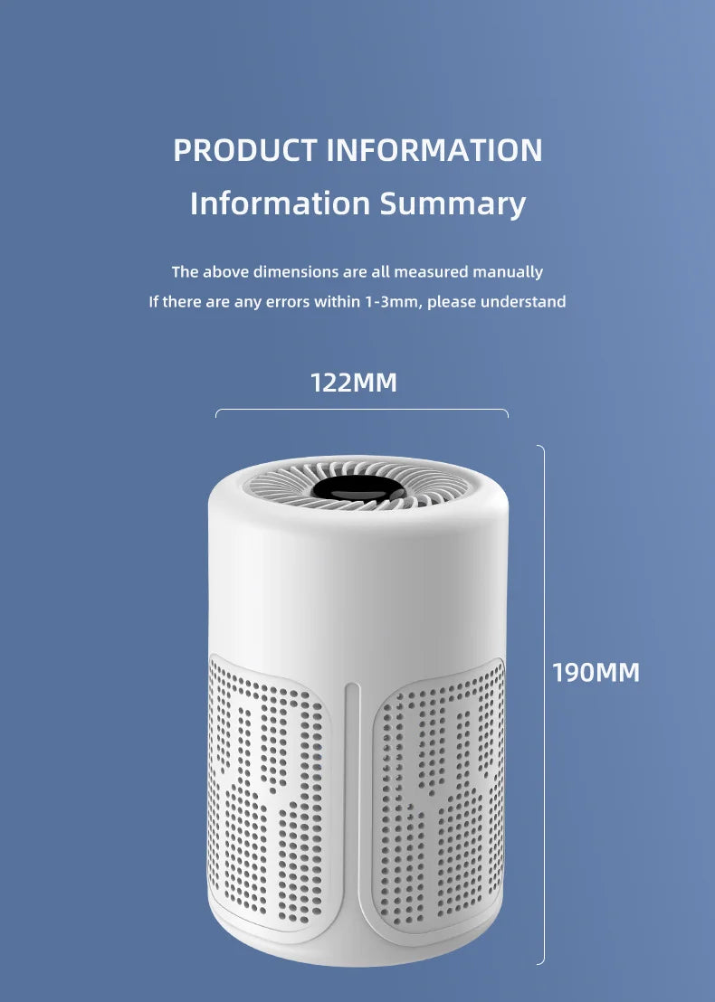 TINSOL New Mini Air Purifier HEPA Filter uses negative ion technology to eliminate formaldehyde odors smoke and dust particles