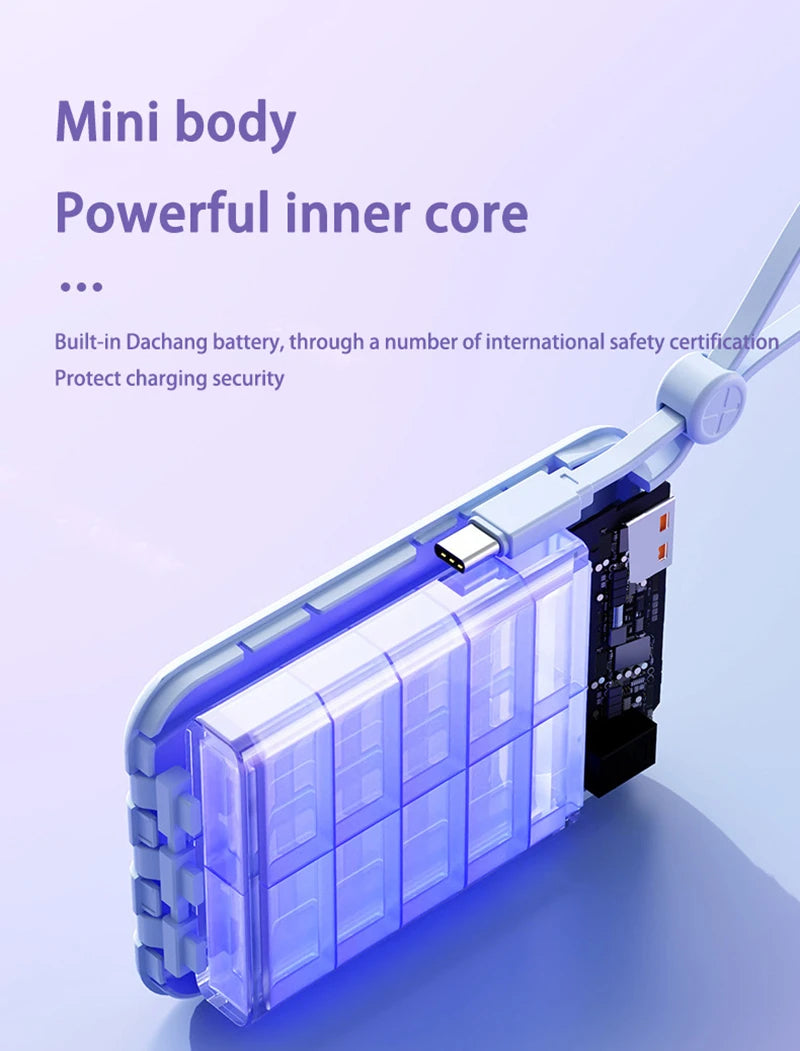 50000mAh Large Capacity Power Bank 4 In 1 Cables Intelligent Digital Display Laser Light  USB Fast Charging External Battery