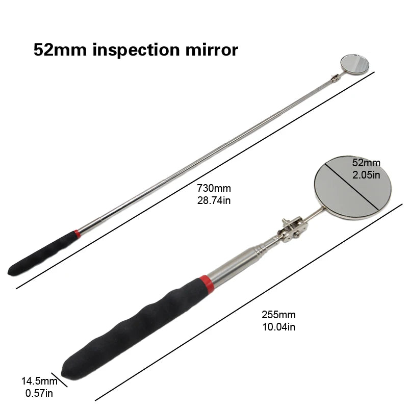 50mm Detection folding mirror 360° rotating reflector universal auto repair tool accessory telescopic bottom inspection mirror