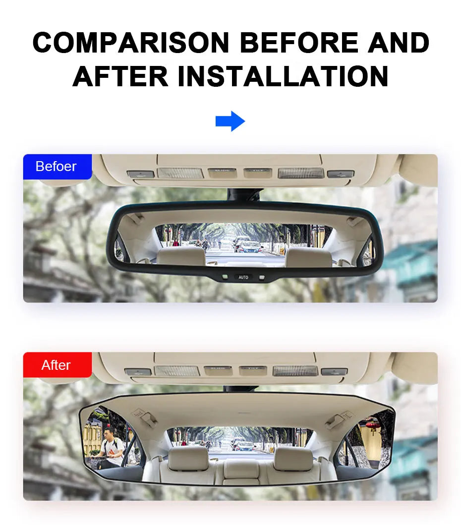SEAMETAL Car Baby Mirrors Interior Rear View Mirror Wide Angle Convex Rearview Mirror Anti Glare Large Vision Auxiliary Monitor