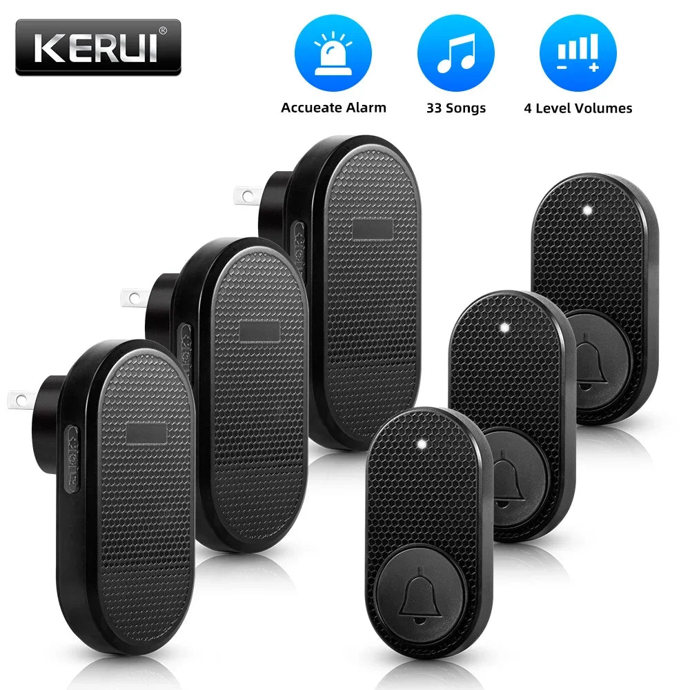 Wireless Doorbell with 33 Songs Melody Smart Home Welcome Chime Kit 4 Level Volume Intelligent Door Bell 150m Transmission