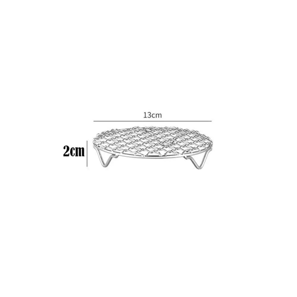 Round Air Fryer Rack Stackable Stainless Steel Grid Grill BBQ Net with Foot Cooling Rack Steam Baking Rack For Home Kitchen