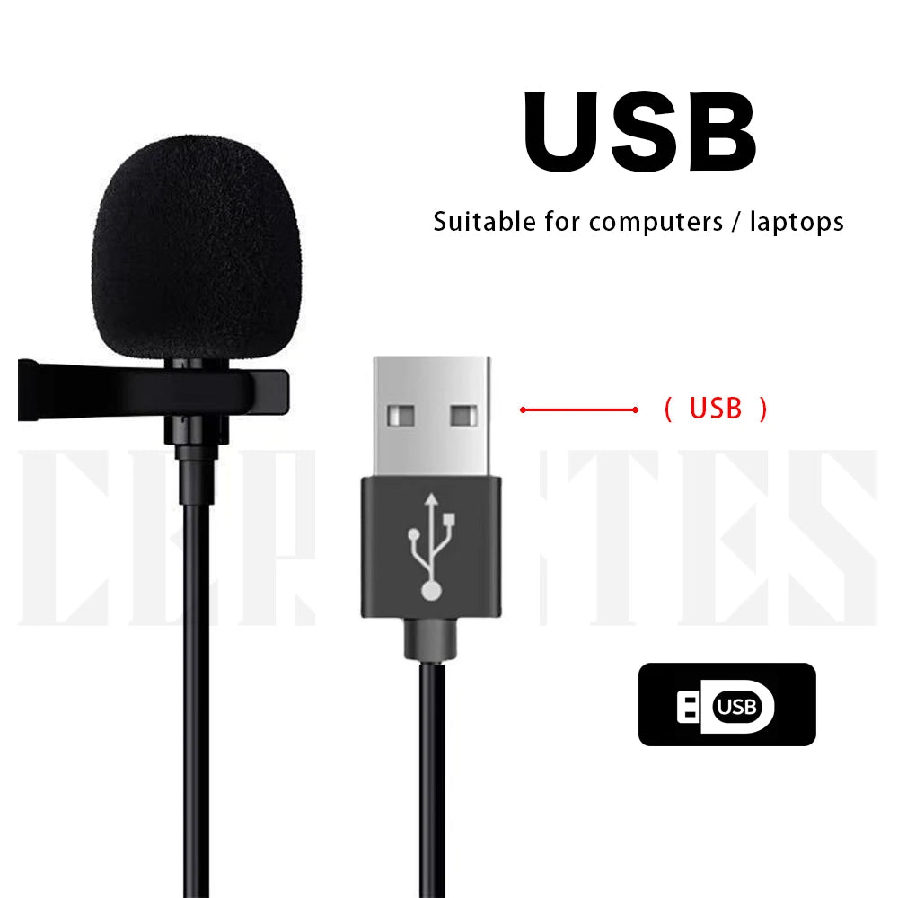 High-fidelity external wired microphone for cameras mobile phones computers Lighting Type-C Micro USB interface Microphone HD