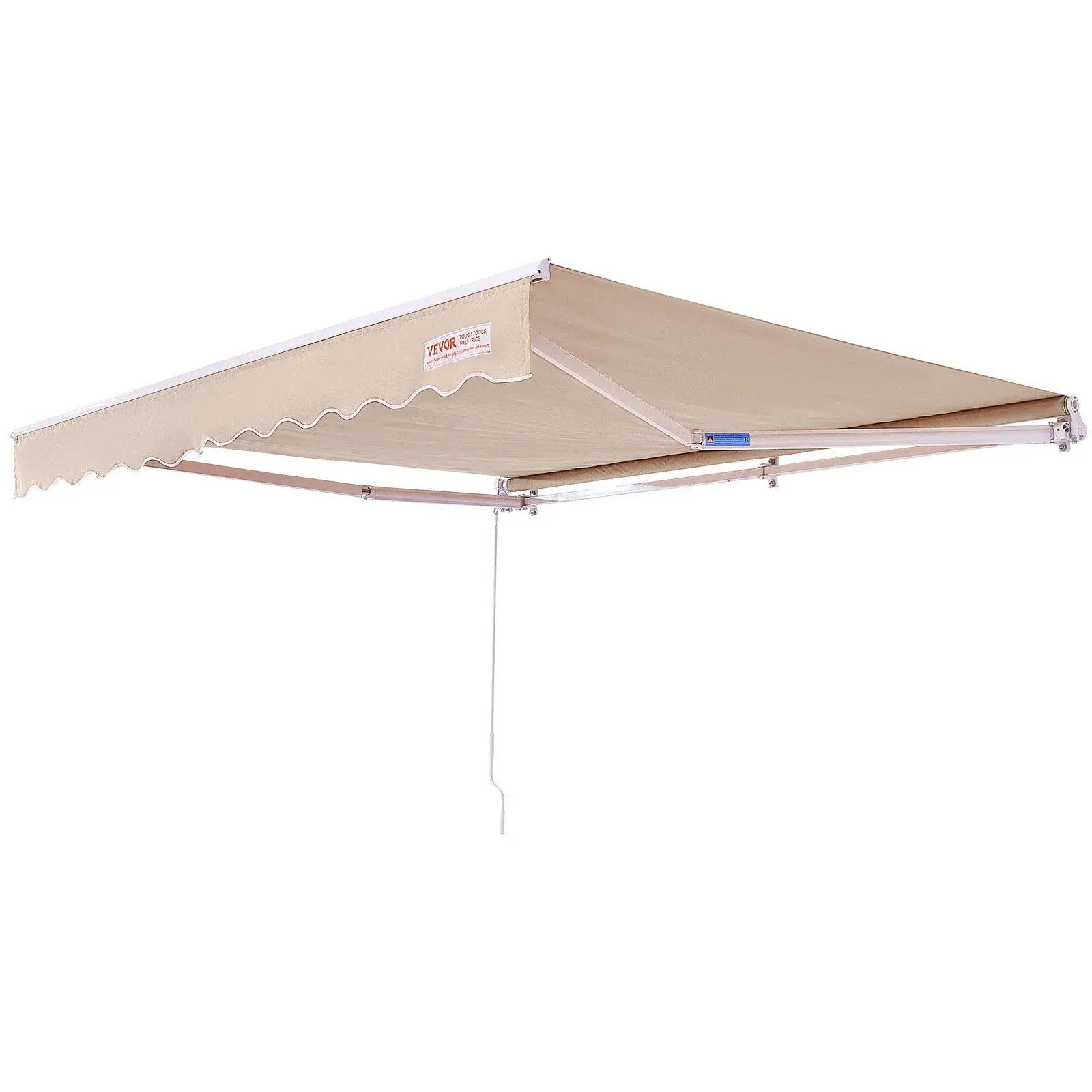 Manual Retractable Awning, 10 x 8 ft Outdoor Patio Awning Retractable Sun Shade, Water-Resistant Polyester Patio Door Window Awn
