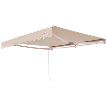 Manual Retractable Awning, 10 x 8 ft Outdoor Patio Awning Retractable Sun Shade, Water-Resistant Polyester Patio Door Window Awn