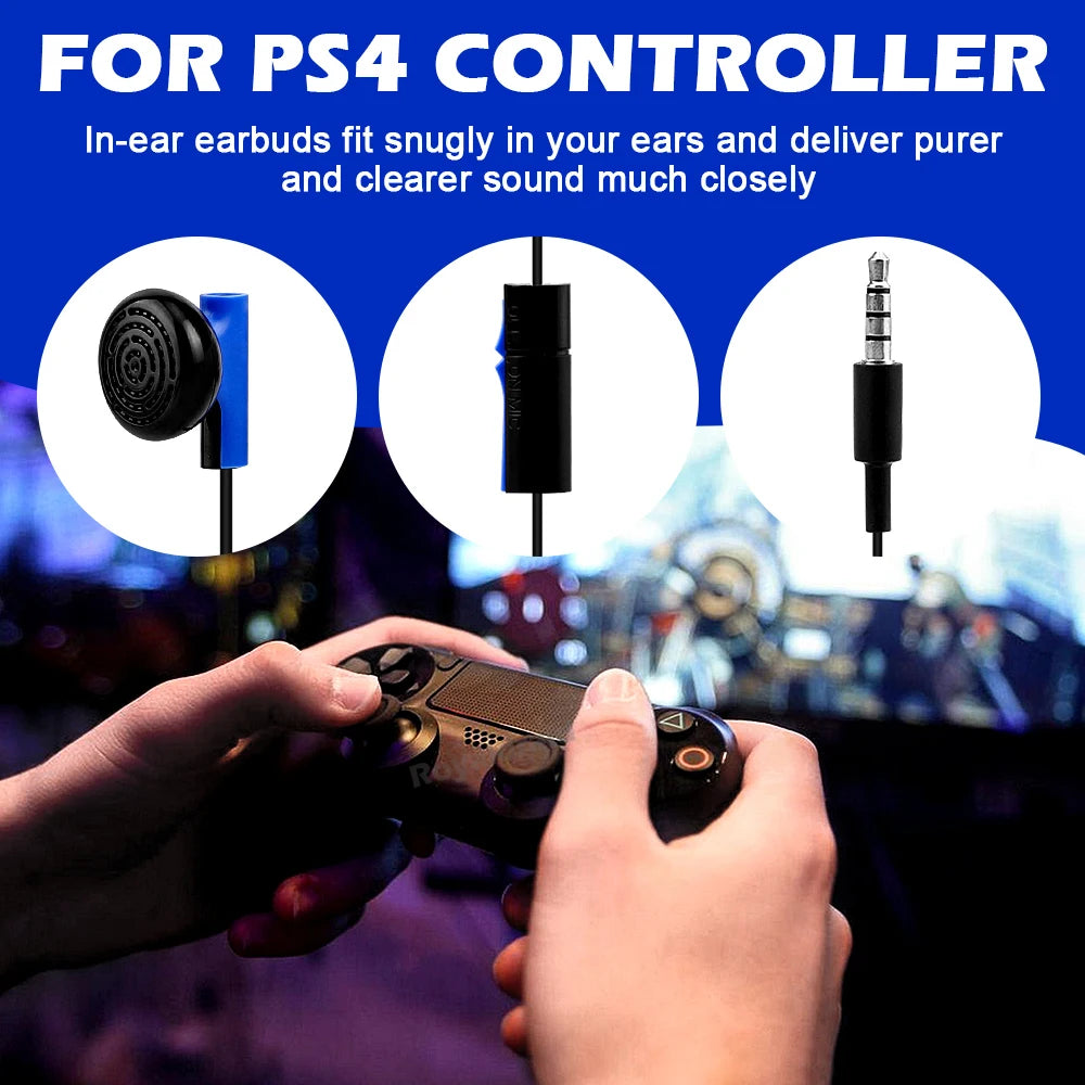 1PCS Game Headset With Microphone Mono Chat Earbud Headset for PS4 Controller Earphone Gaming Headphone Black Blue