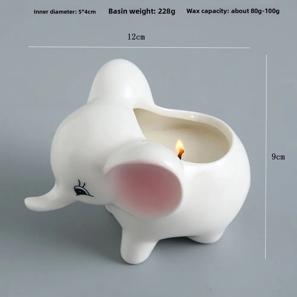 Cartoon Cat Candle Holder Ceramic Craft Atmosphere Festival Home Decoration Creative Cartoon Cat Animal Succulent Plant Pot