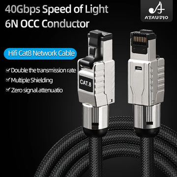 Hi-end HiFi Ethernet Cable for Laptop Router Computer Cat.8 Internet Cord 40Gbps 2000MHz Internet Gaming-grade Network Cable