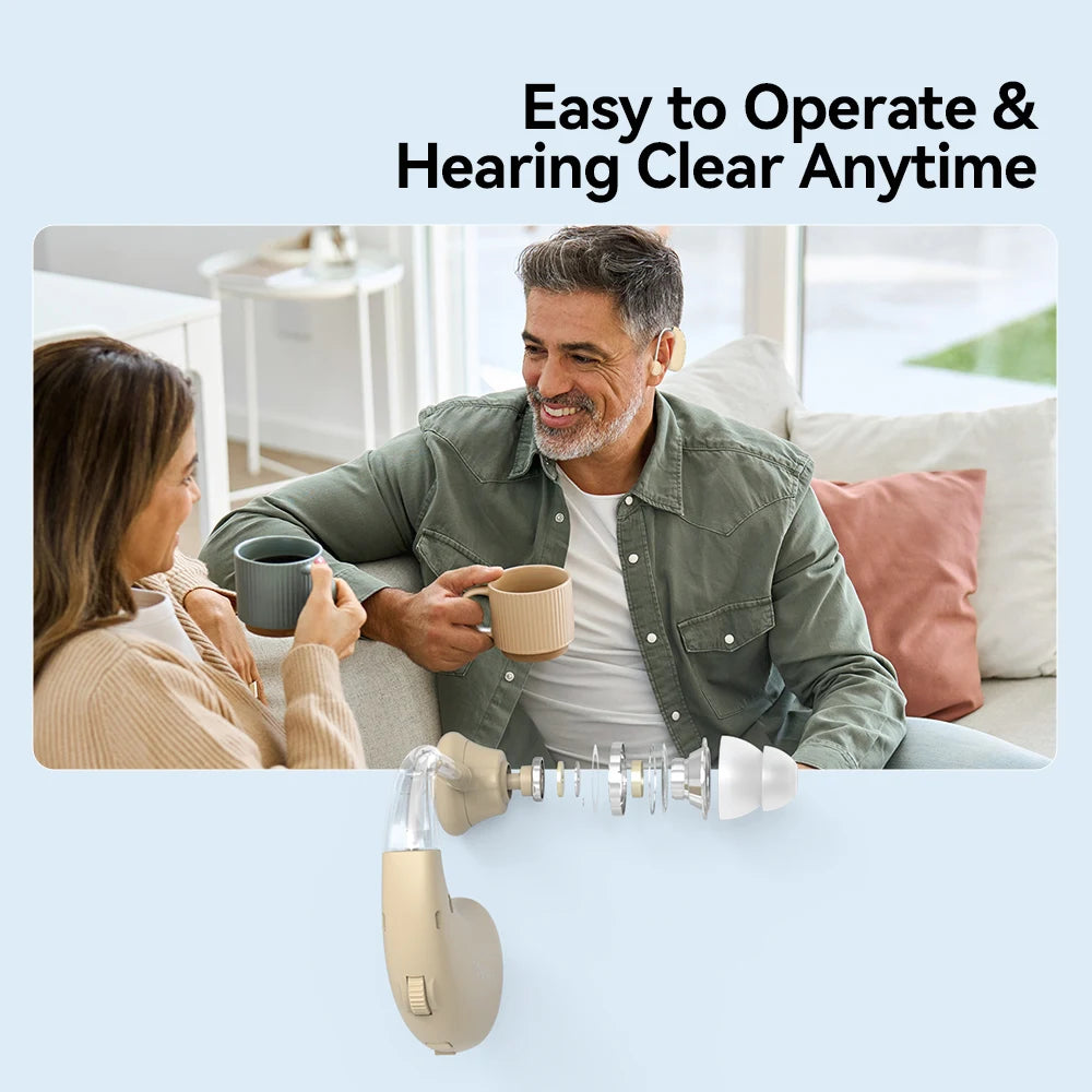 Auxiliary headphones with hearing aid function hanging ear noise reduction designed for the elderly