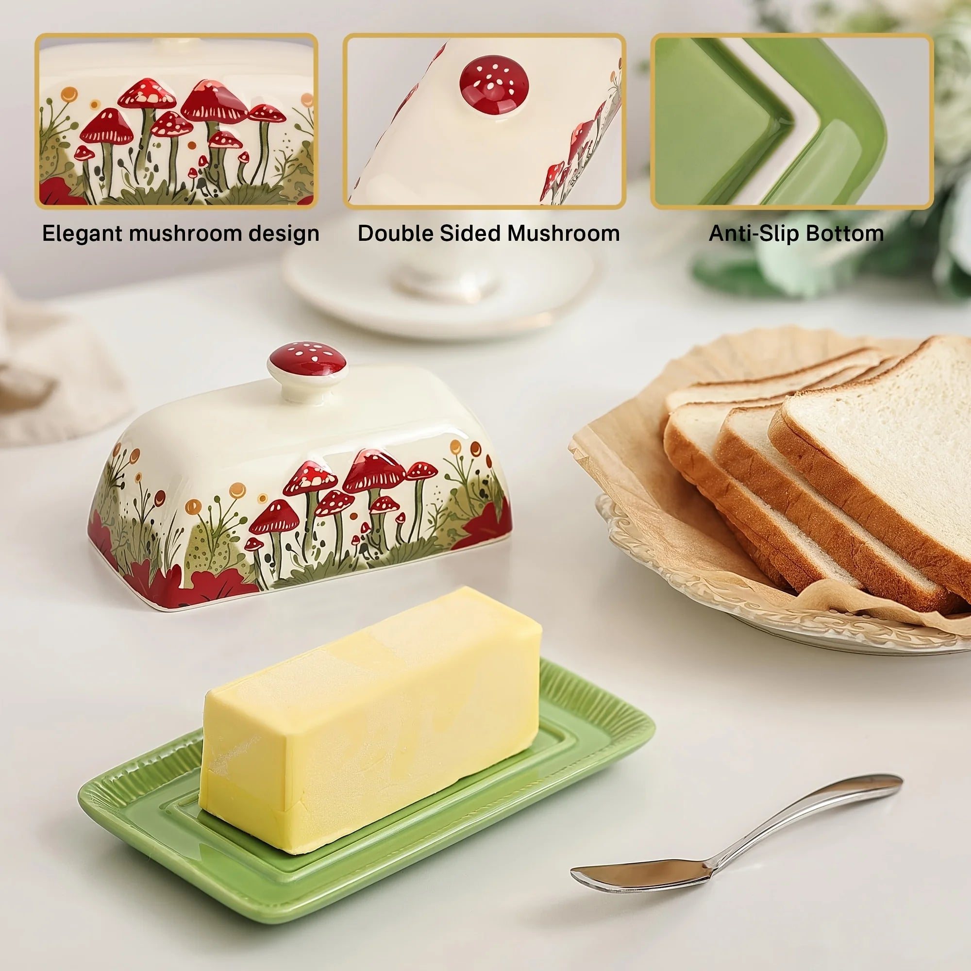 [Microwave Safe] Ceramic Butter Dish with Lid | 1pc | Ceramic | Dishwasher, Freezer, Oven, and Microwave Safe