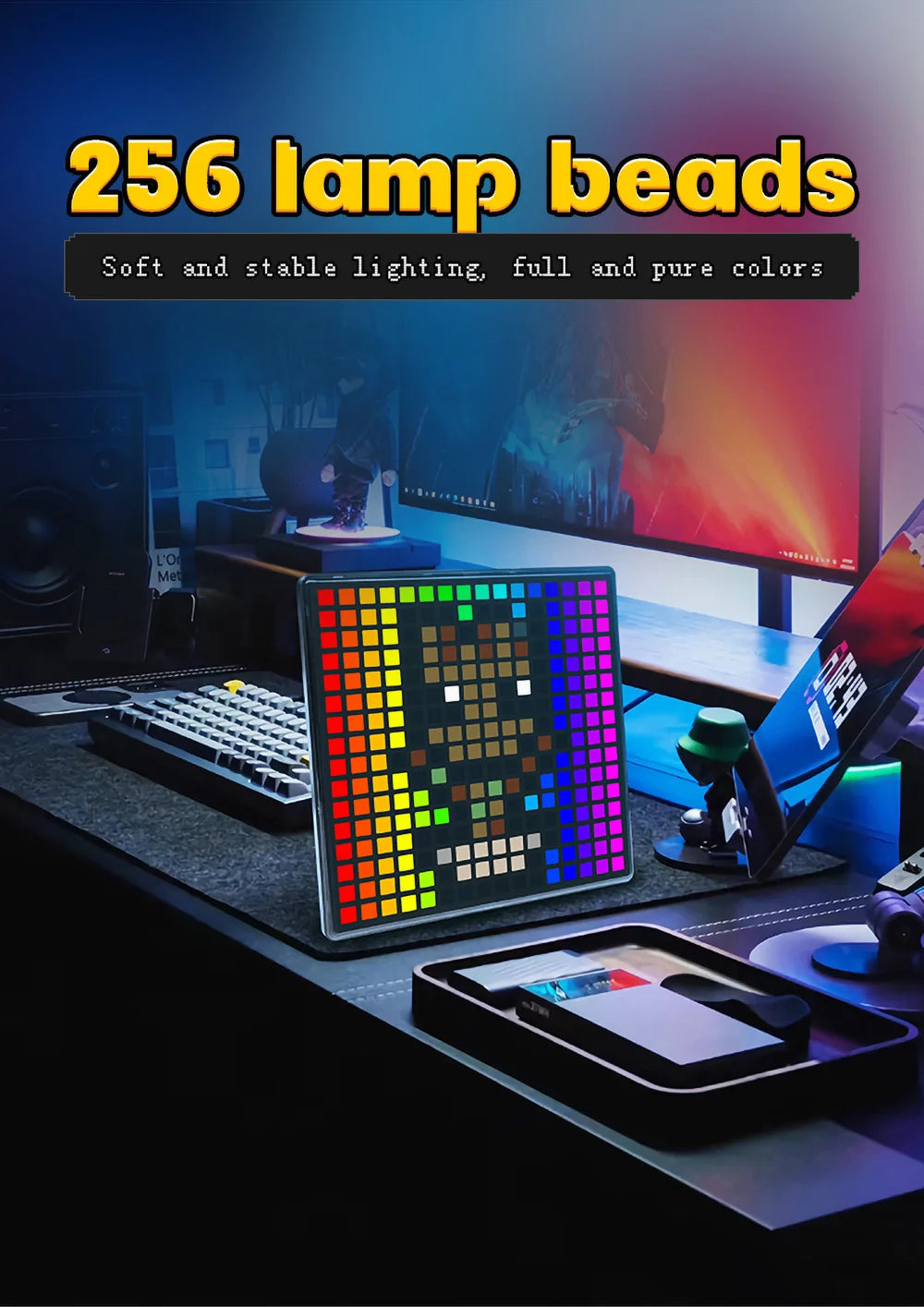 64X64 Smart LED Pixel Display RGB DIY Programmable Pixel APP Control Art Display Creative Animations For Gaming Room Decor