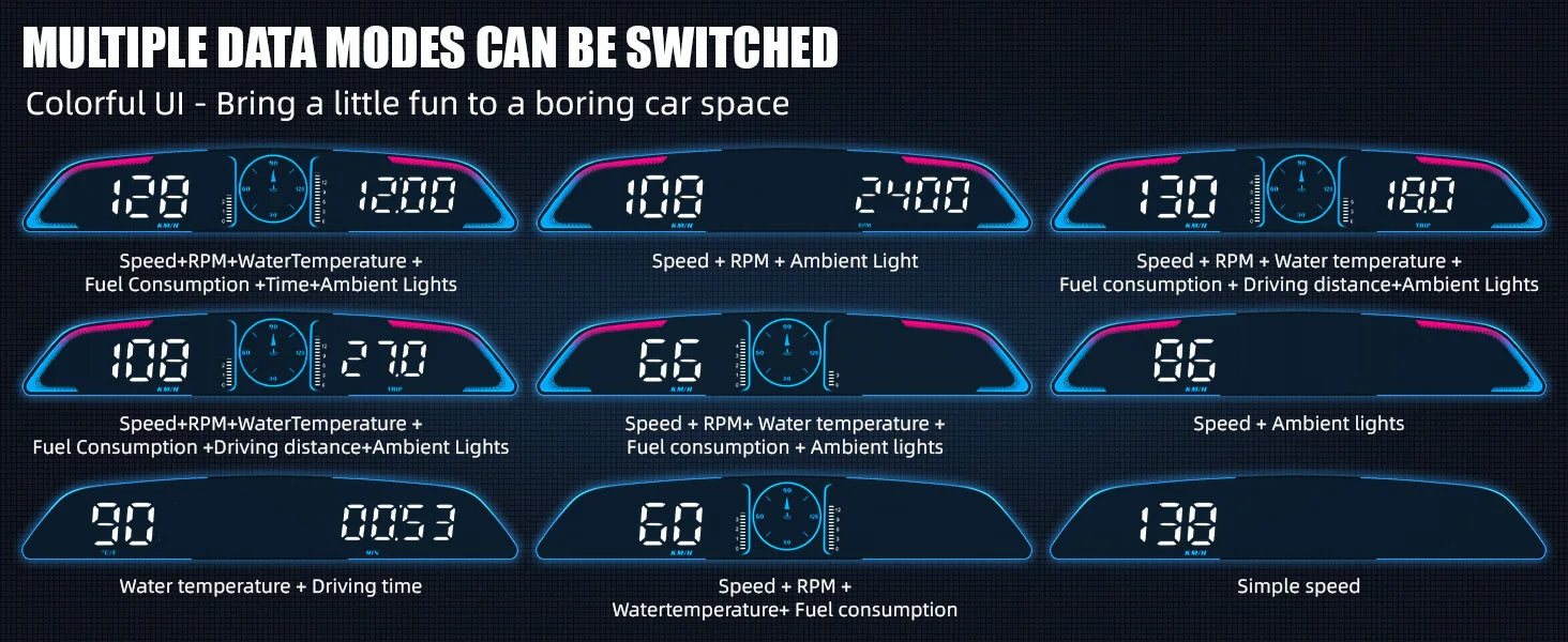 Car OBD/GPS B3 G3 Head Up Display Digital Speedometer Multifunctional HUD Display With Alarm Function Car Auto Accessories