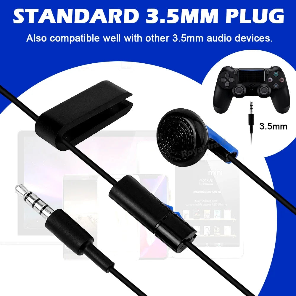1PCS Game Headset With Microphone Mono Chat Earbud Headset for PS4 Controller Earphone Gaming Headphone Black Blue