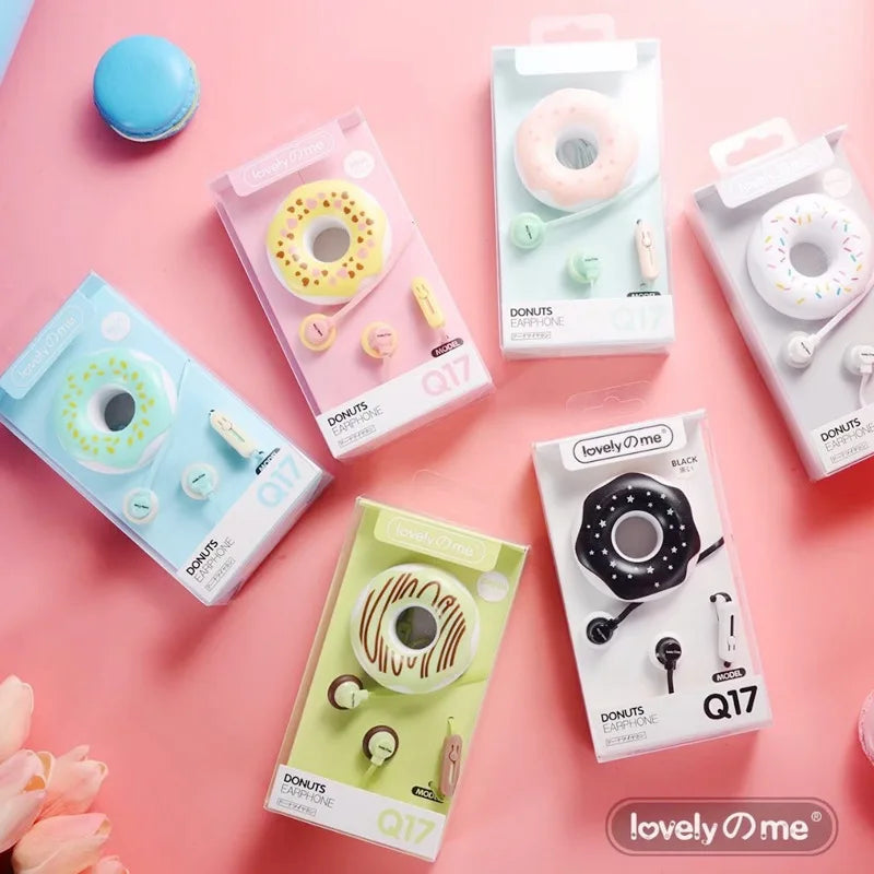  Q17 Macaron Donut Wired Earphones: Cute Cartoon Design & Clear Mic 