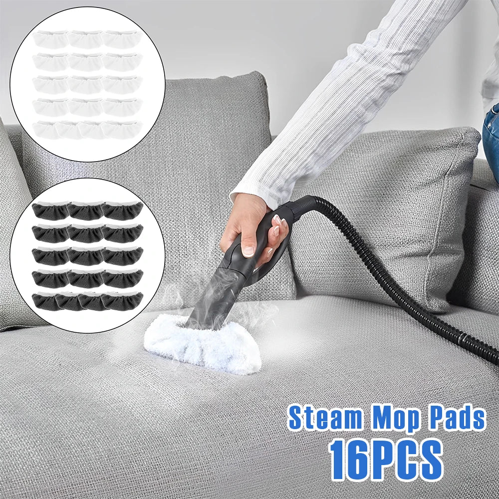 16Pcs Steam Mop Pads Microfibre Steam Cleaner Replacement Pads Reusable Steam Cloth Accessories Compatible with Multiple Mop