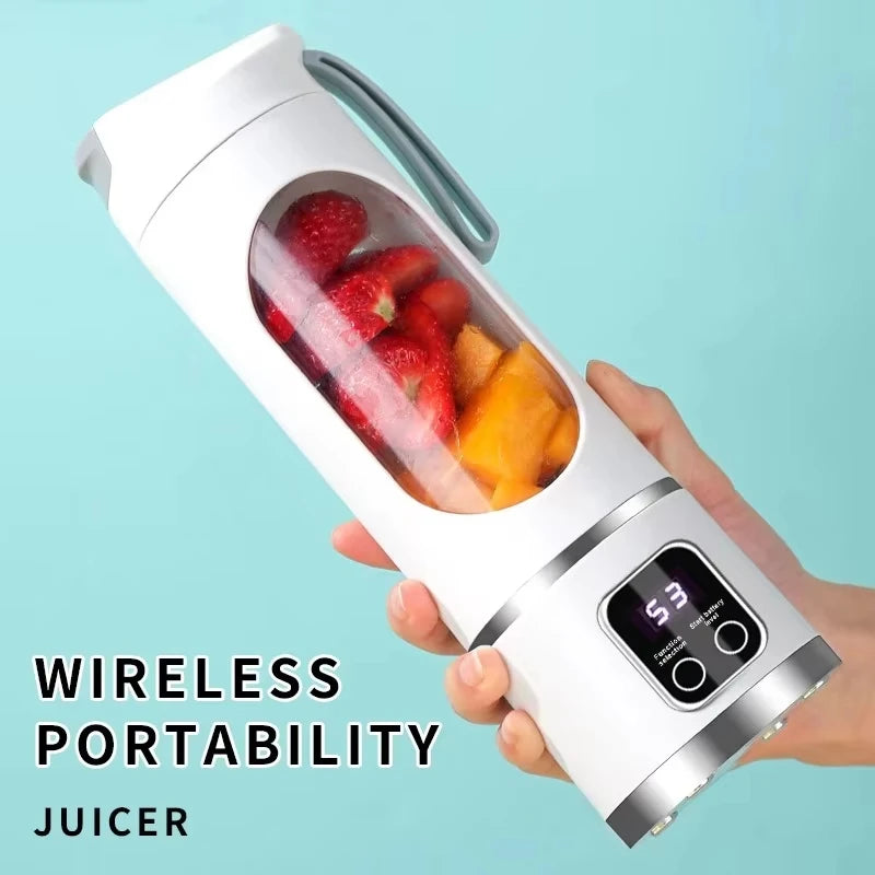 12 Blades Portable Fruit Juicer 450ml Capacity 3 Gears USB Rechargeable Blender Ice Crusher