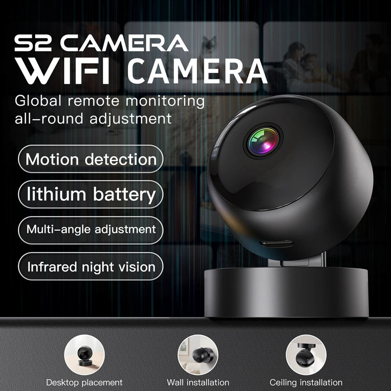 S2 Mini Camera WiFi Wireless Security 360° Protection Remote Monitor Camcorders Night Vision Video Smart Home HD Camera