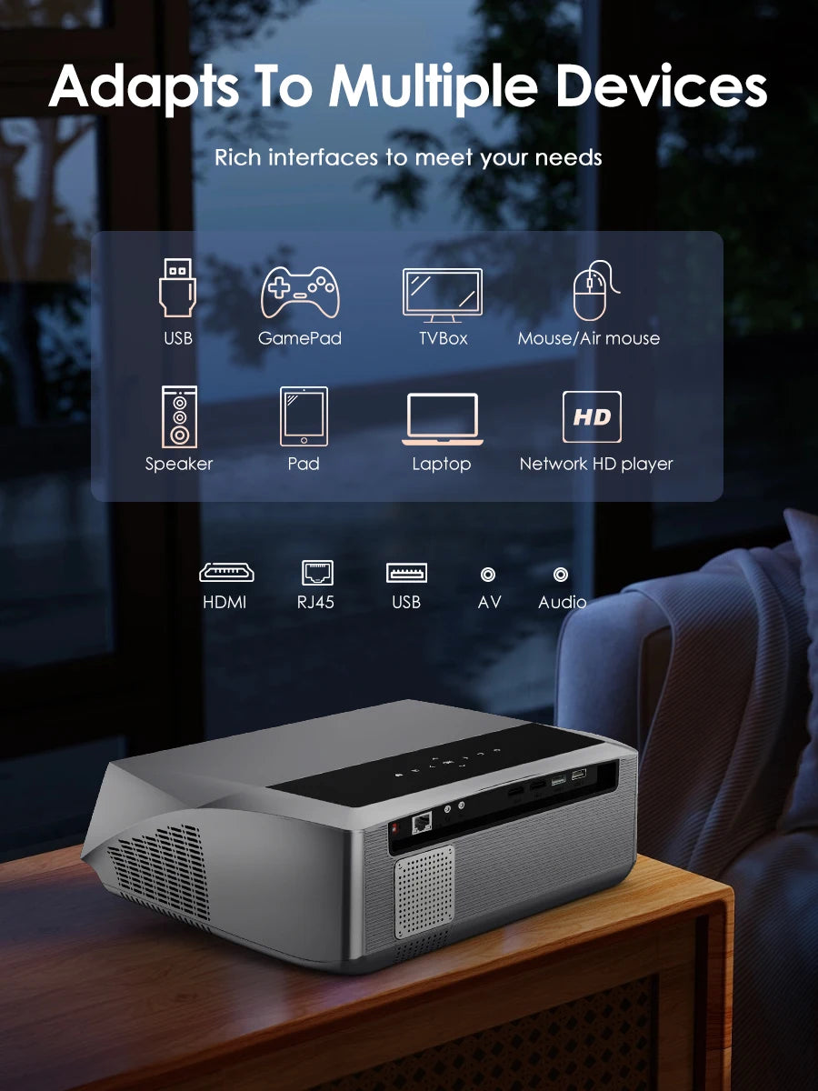 4K auto focus movie projector 3800 ANSI 2.4+5G wifi bluetooth 1080P full hd HDR android tv video daytime projector home theater
