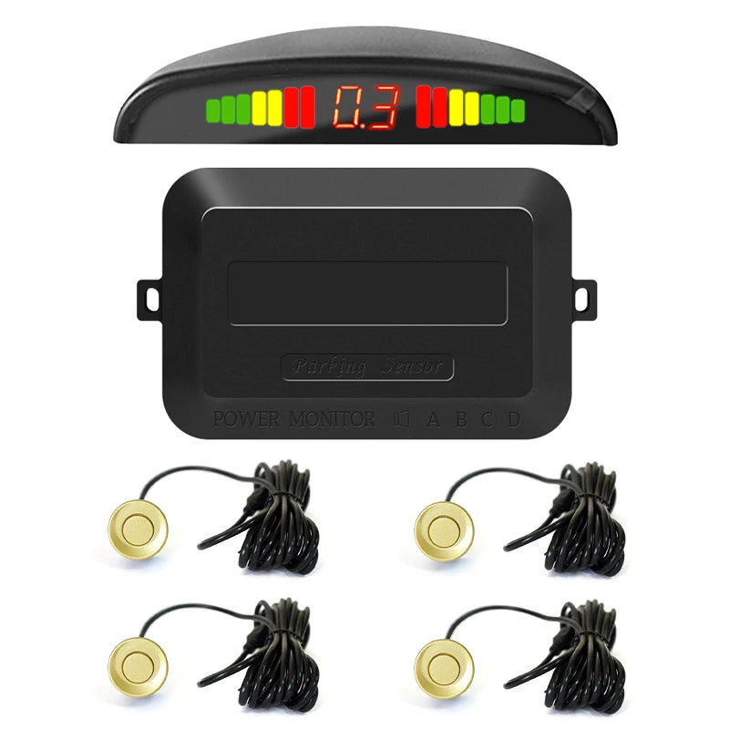 Hippcron 12V Car LED Parking Sensor Parking Kit Display Alarm With 22MM 4 Sensors Backlight Reverse Backup Radar Monitor System