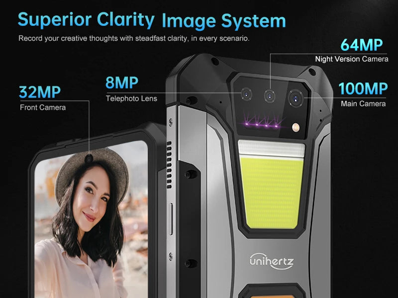 Unihertz Tank 2 PRO 8849 Rugged Smartphone with Projector 2.4K 23800 mAh 24GB+512GB Mobile Phone Android 14 100MP NFC Cell Phone