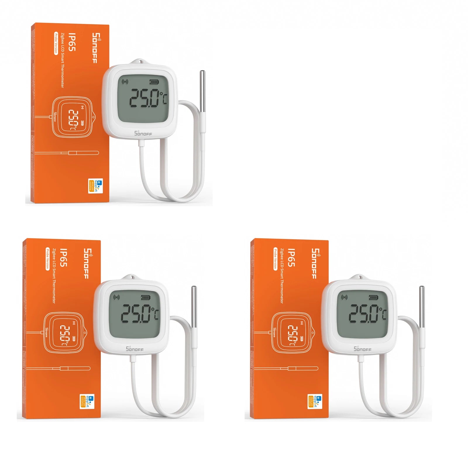 SONOFF SNZB-02LD IP65 Zigbee LCD Smart Thermometer With Probe Detect Pool Bathtub Fridge Freezer Liquid Temperature Measurement