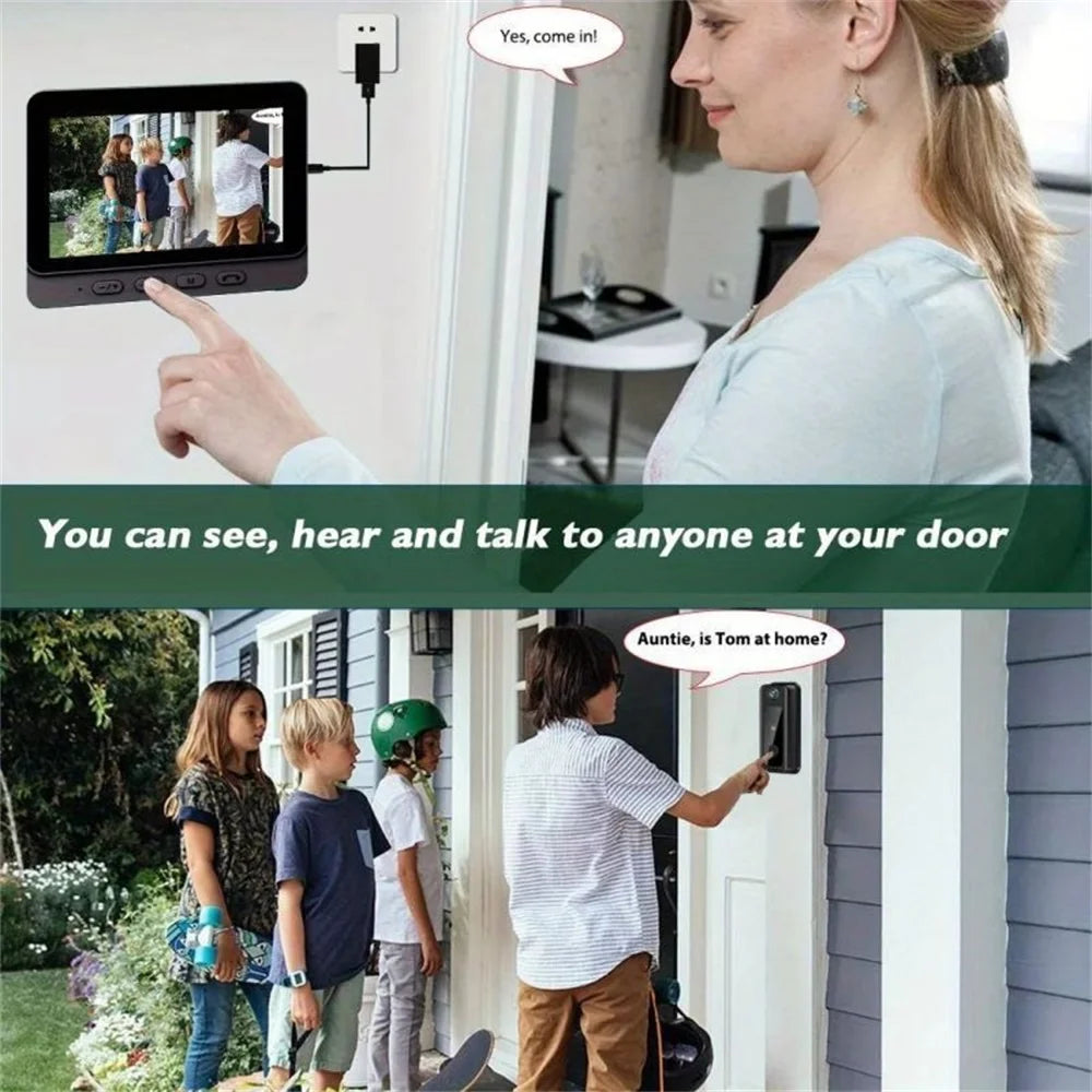 Wireless Video Doorbell Camera Bundle Smart Security with Night Vision 2.4G WiFi HD Motion Detection Cloud Storage