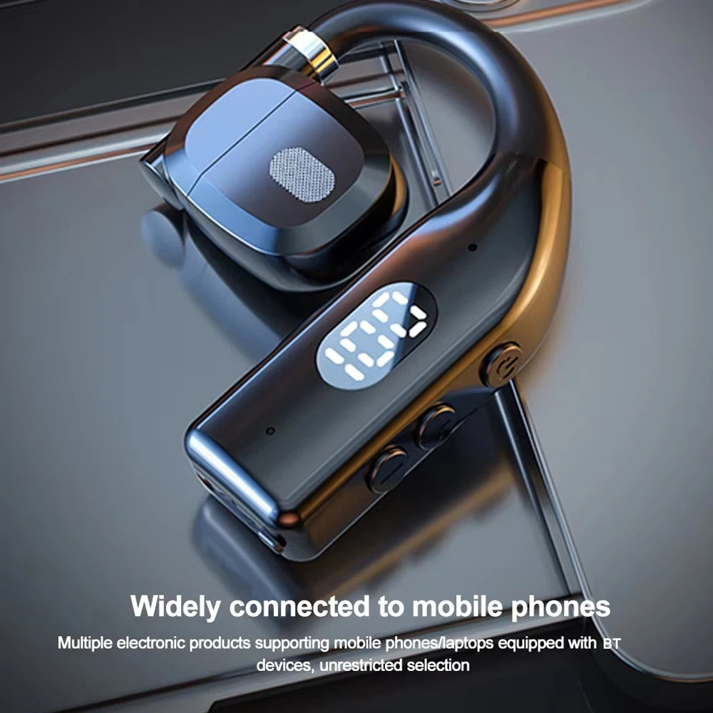 LED Single Earphones Long Standby Business Headphones Waterproof Mono Headset Outdoor Call Bluetooth5.3 Wireless Earbuds