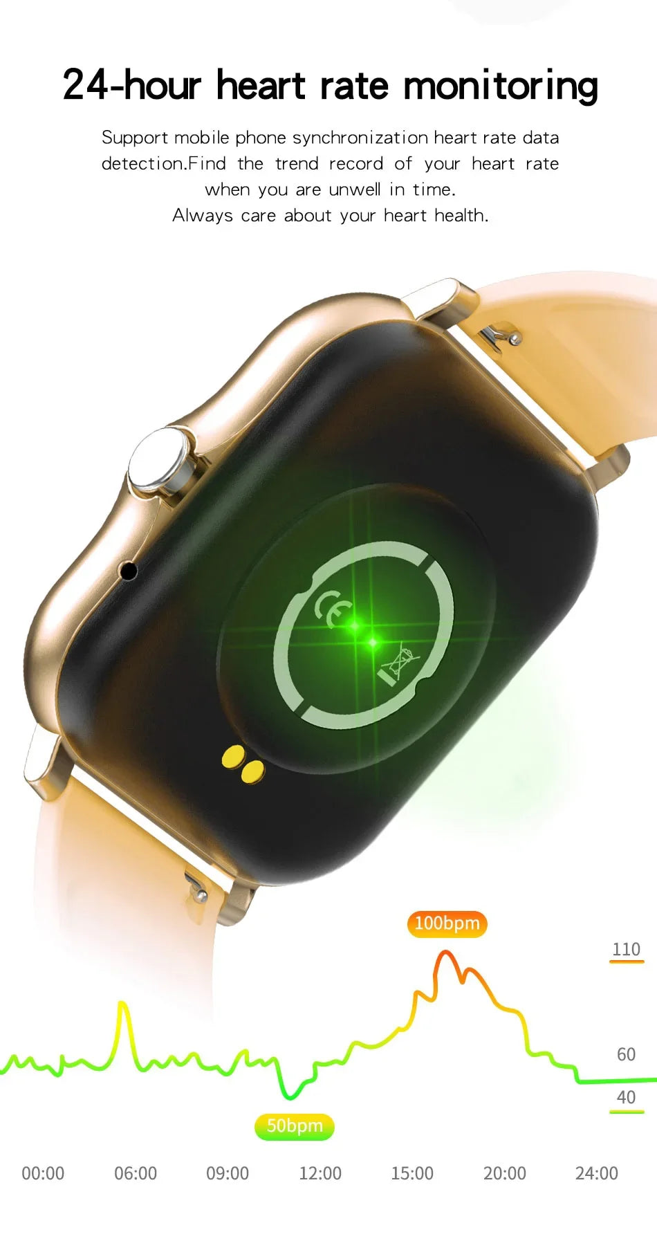Smart watch for android phone.1.44 inch color screen full touch bluetooth call smart watch magnetic charging