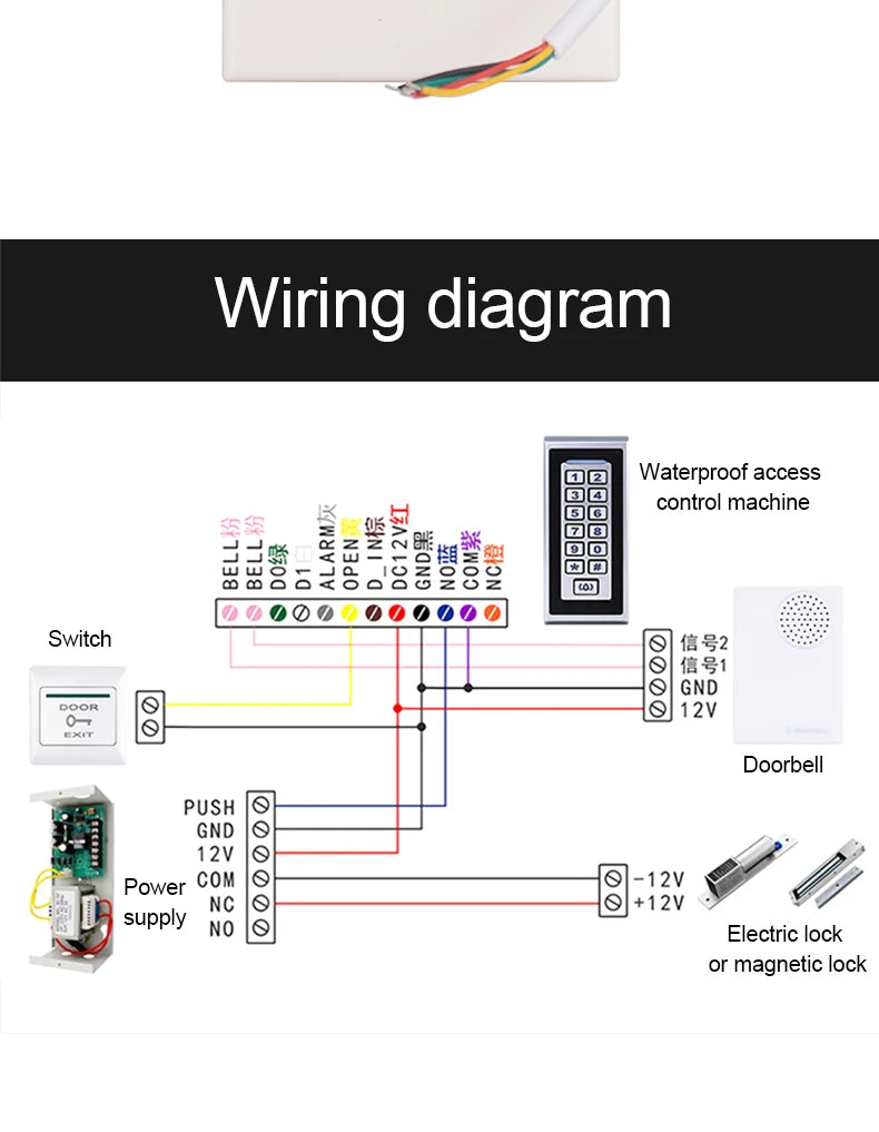 Electronic Wired Door Bell 4 Wire Doorbell 90DB Ding-Dong Sound For access control For Office Home