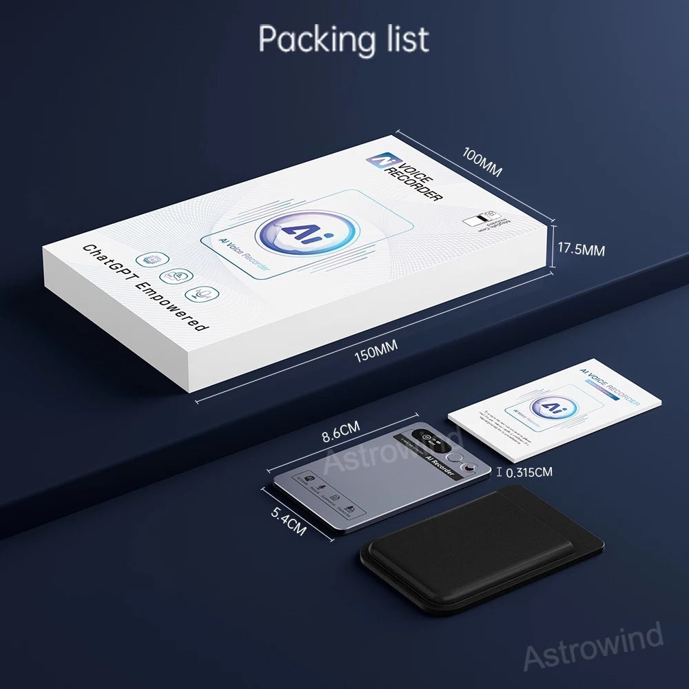AI Voice Recorder 118 Languages ChatGPT-4  App Phone Call Mini Audio for Meetings, Lectures，Calls, AI Transcription Transcribe