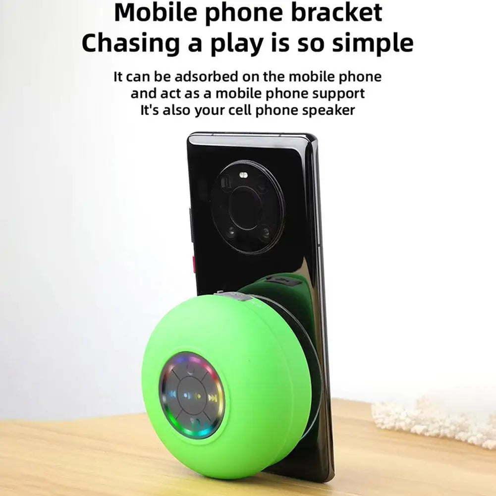 Portable Wireless Bluetooth Speaker LED IPX4 Waterproof Loudspeaker Outdoor Bathroom Large Suction Cup Mini Stereo Sound Box