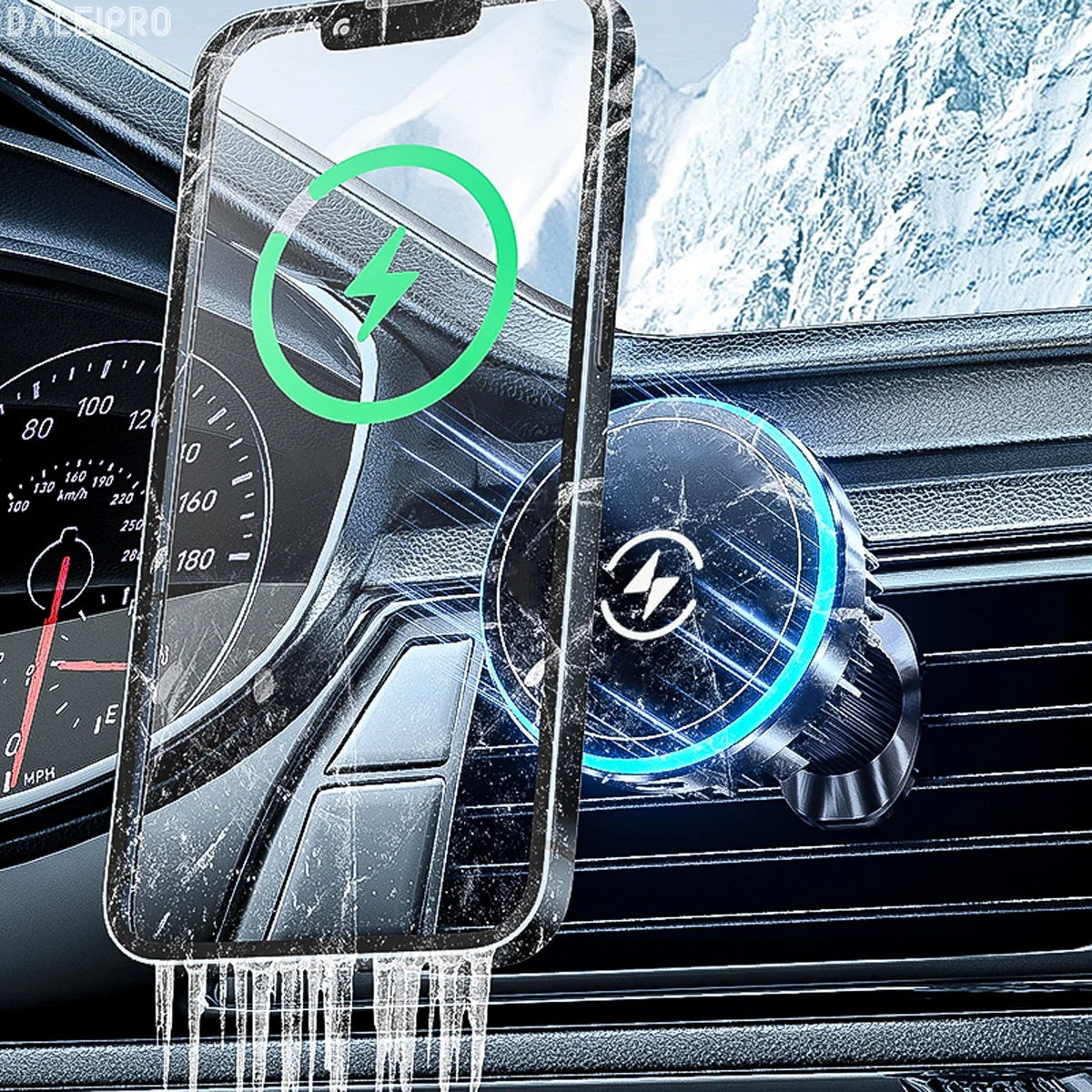 Cooling Phone Holder Car Magnetic Phone Cooler Semiconductor Active Coolers Cool Down Phone Qi 15W Magsafe Fast Wireless Charger