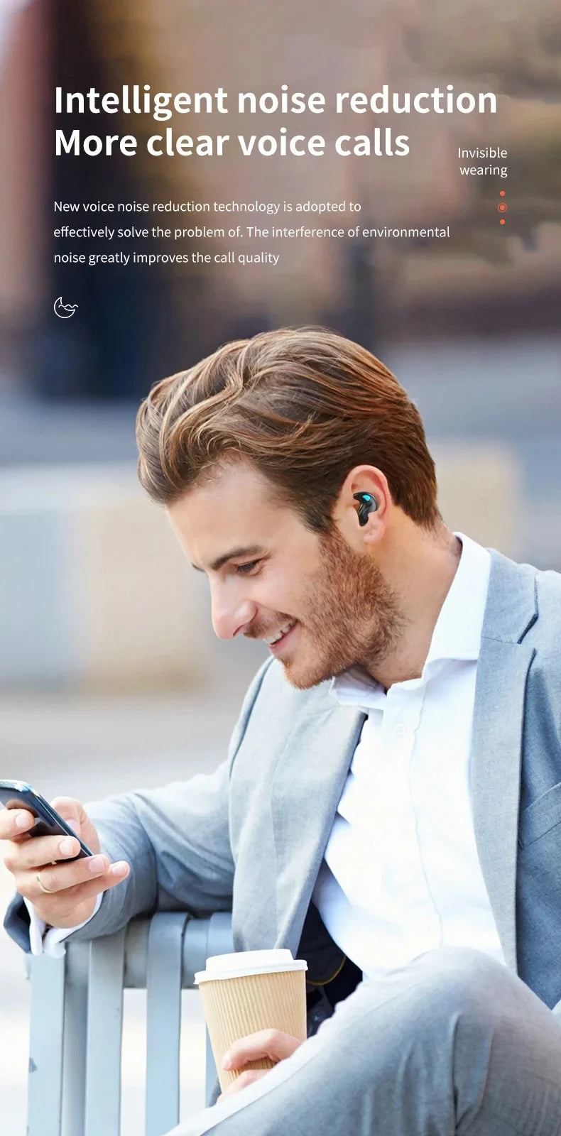 X55 Mini Earphone Stereo Hidden Headsets with Mic HD Call Waterproof Sleeping Earbuds Wireless Mini Headphones TWS Bluetooth