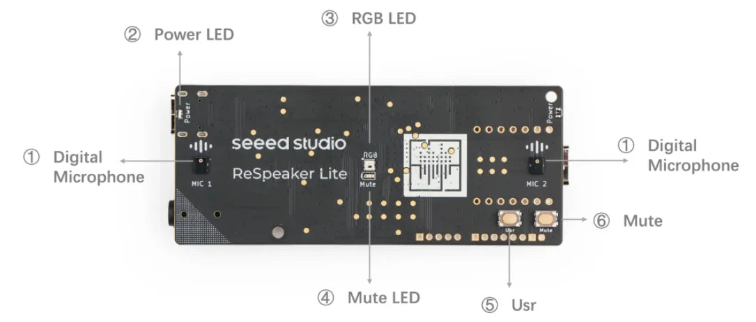 ReSpeaker Lite Voice Assistant Kit ESPHome Home Assistant 2 Mic Array with XIAO ESP32S3 pre-soldered, Mono Enclosed Speaker