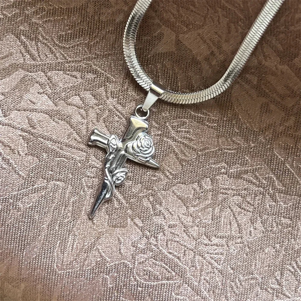 Christian Jesus Cross Necklace For Women Men Stainless Steel Chains Choker Religion Cross Pendants Jewelry Prayer Baptism Gifts