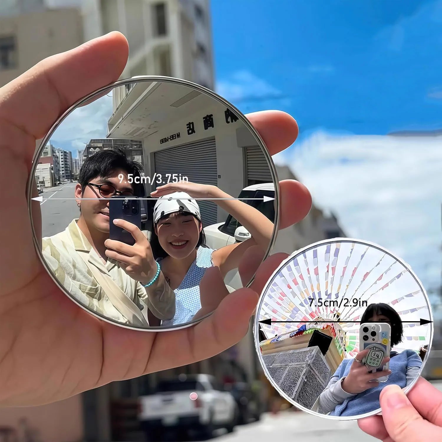 Travel Handheld Selfie Mirror INS Portable Round Reflection Convex Mirrors for Photography Prop Vlogging Traveling Accessories